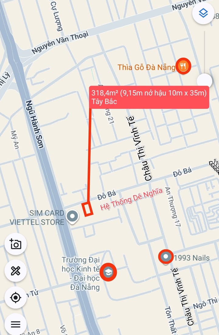 Đất nền 318,4m² mặt tiền đường Đỗ Bá - Trung tâm Khu Phố Tây Đà Nẵng - Giá 60 tỷ