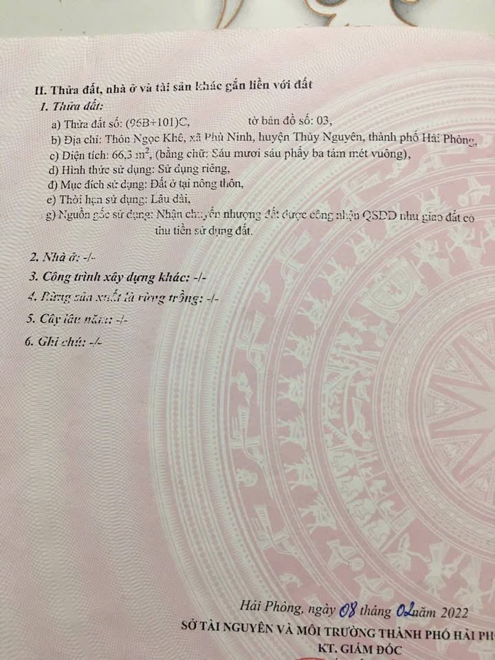 Đất nền Việt Khê Thủy Nguyên 66m² giá 399 triệu - Cơ hội đầu tư hấp dẫn!