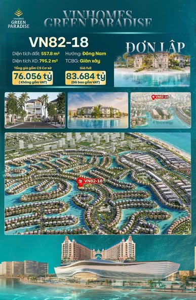 Townhouse Vinhomes Green Paradise Cần Giờ 557m² giá 69.472 tỷ - Cơ hội đầu tư tuyệt vời!