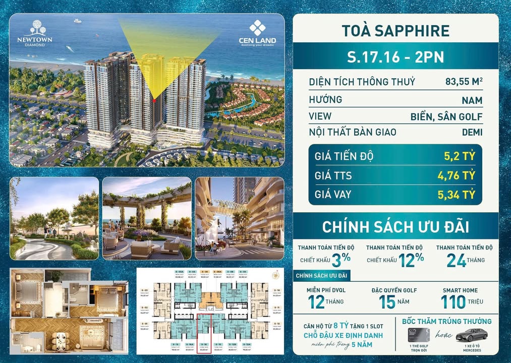 Căn hộ Newtown Diamond Đà Nẵng 80m² giá 4.8 tỷ - Cơ hội đầu tư không thể bỏ qua!