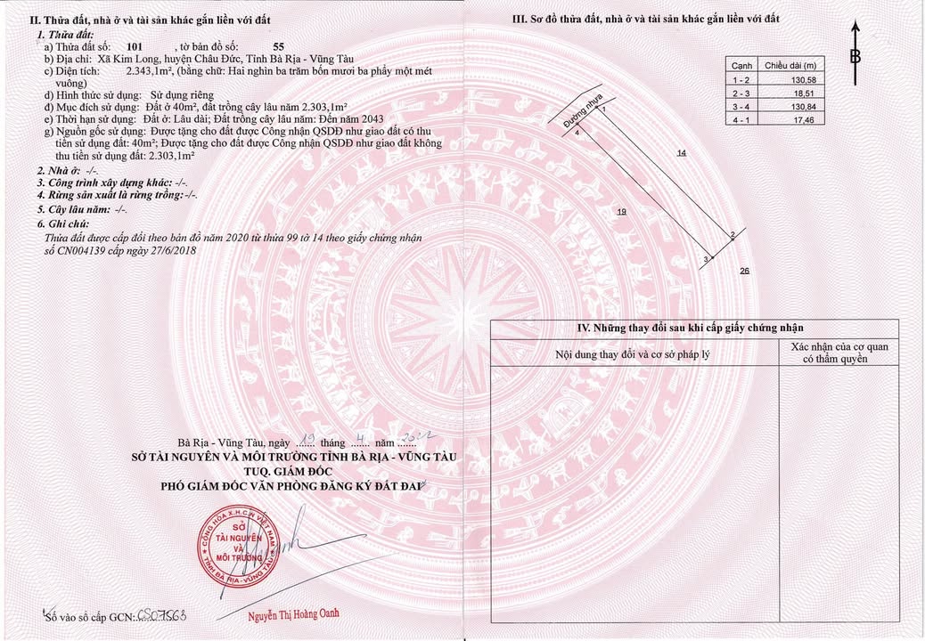 Đất vườn trái cây Kim Long Châu Đức 5.100m² giá 5 tỷ - Tiềm năng cho nghỉ dưỡng!