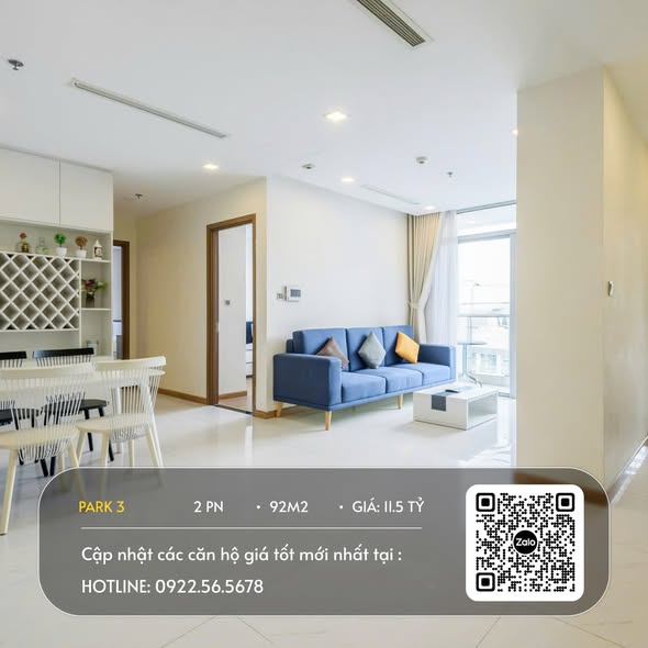 Căn hộ 2PN Vinhomes Central Park Bình Thạnh 92m² giá 11.5 tỷ - View sông tuyệt đẹp!