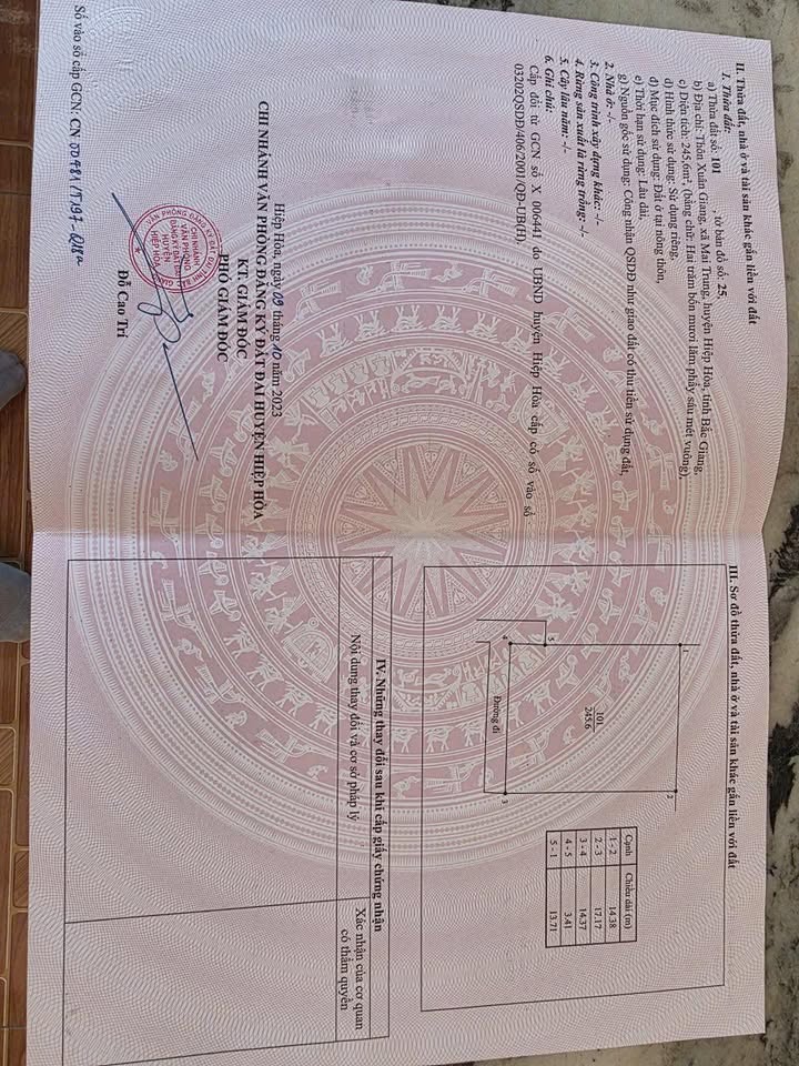 Đất thổ cư Hợp Thịnh Bắc Ninh 245m² giá chỉ vài trăm triệu - Đầu tư sinh lời ngay!