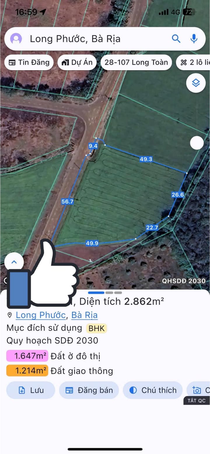 Đất nền mặt tiền đường nhựa 79C, Long Phước, Bà Rịa - 2861m² giá chỉ 6.5 tỷ!