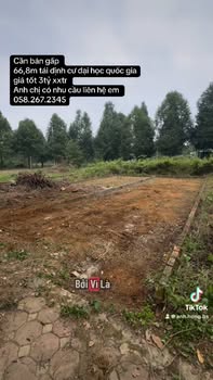 Đất nền tái định cư Đại học Quốc gia Hòa Lạc 66.8m² - Sổ đỏ chính chủ, giá tốt!