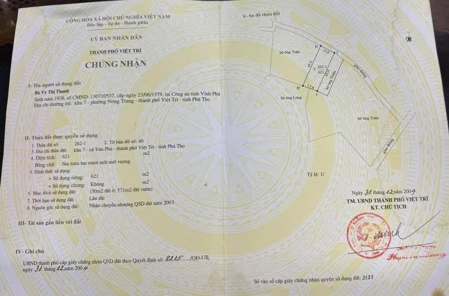 Đất nền Nguyễn Tất Thành, Việt Trì 621m² giá 16.147 tỷ - Vị trí đắc địa cho đầu tư!