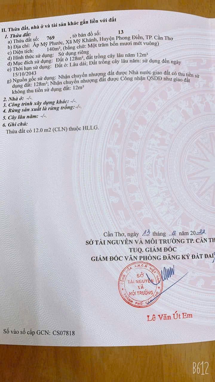 Đất nền An Bình, Cần Thơ 140m² giá 1 tỷ - Đối diện ĐH Nam Cần Thơ!