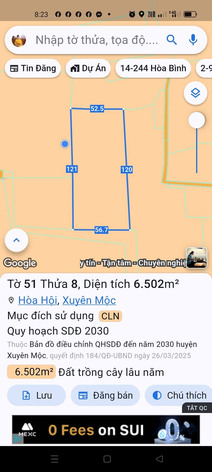 Đất nền Hòa Hội - Xuyên Mộc, 6500m² - Đường vào rộng, tiện lợi đầu tư!