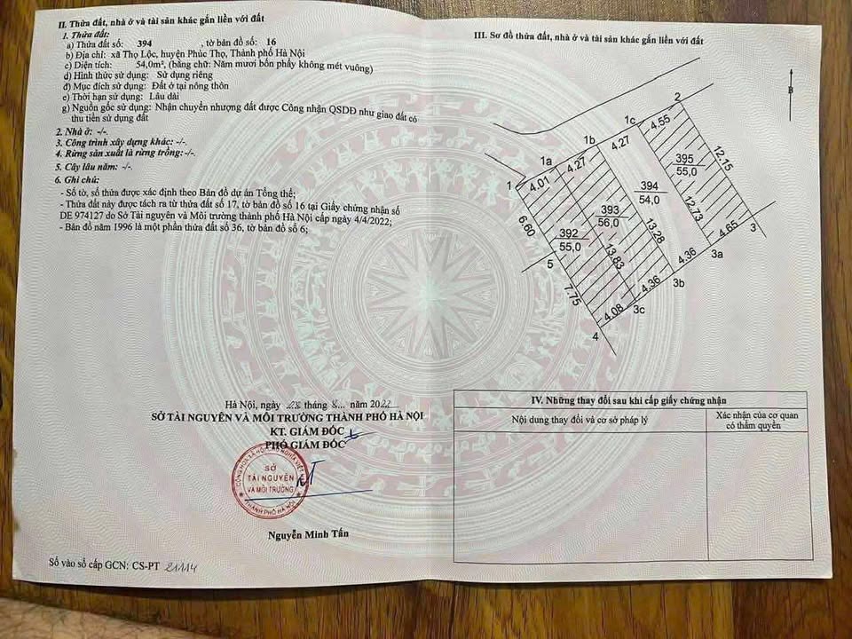 Đất nền Thọ Lộc - Phúc Thọ 54m² giá 3 triệu/m² - Cơ hội đầu tư tuyệt vời!