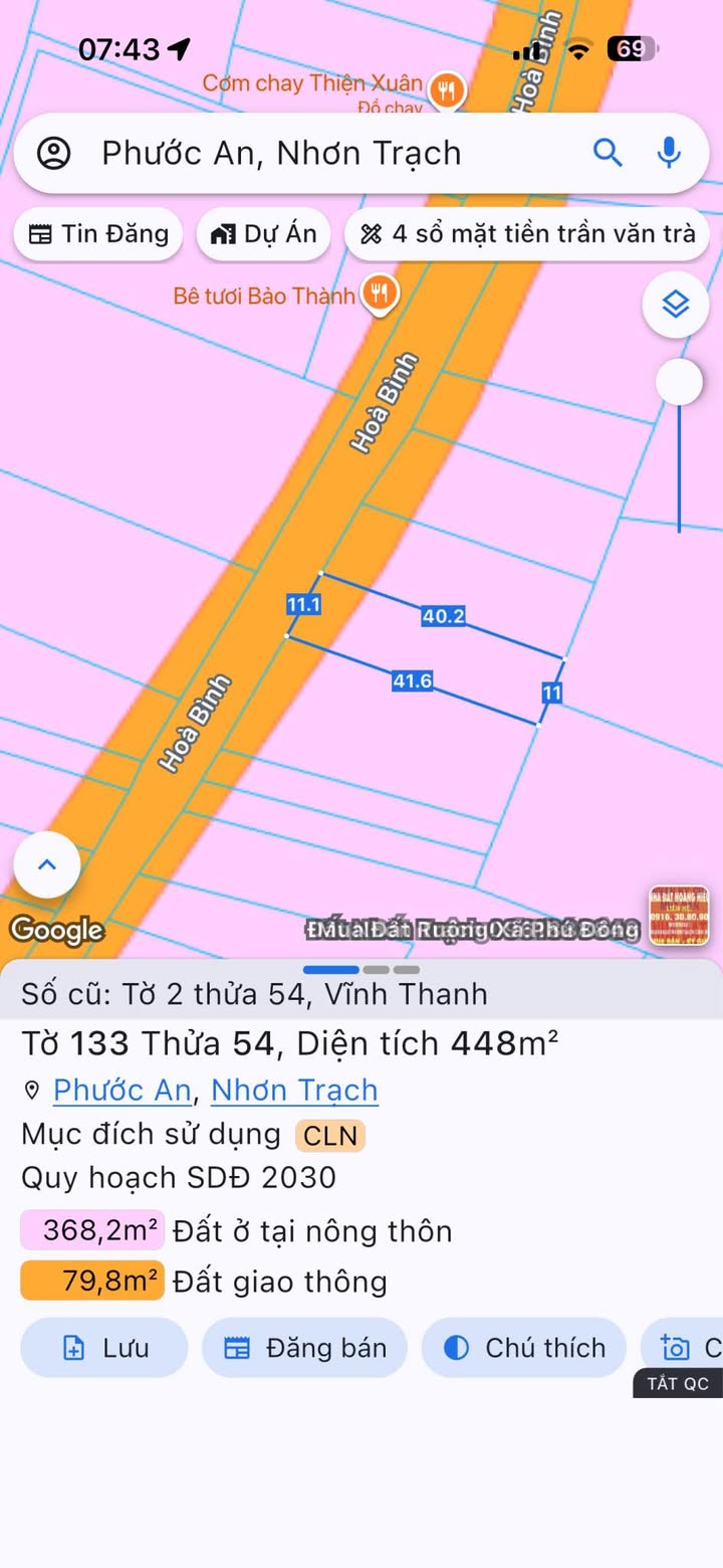 Đất mặt tiền đường Hòa Bình, xã Vĩnh Thanh, 448m² giá 4.6 tỷ - Đầu tư sinh lời cao!