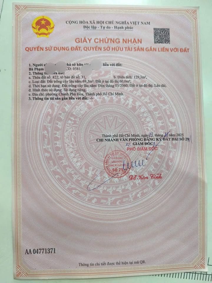 Đất thổ cư Chánh Phú Hòa Bến Cát 129m² giá 1.1 tỷ - Đầu tư tiềm năng