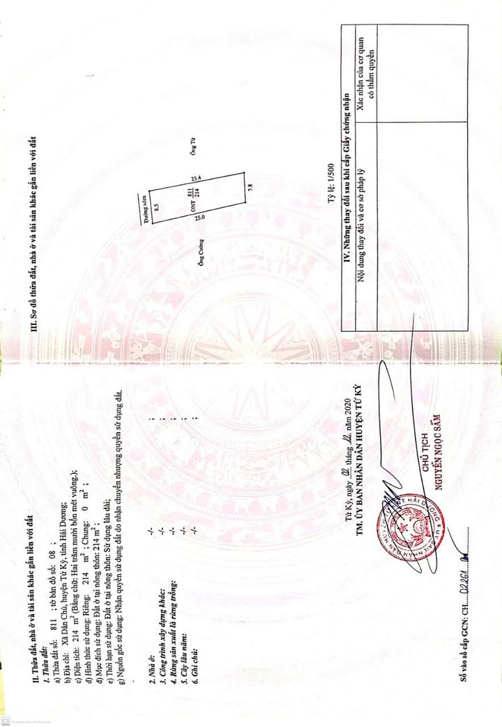 Đất thổ cư 214m² tại xã Dân Chủ, Tứ Kỳ - An ninh tốt, giá thỏa thuận!