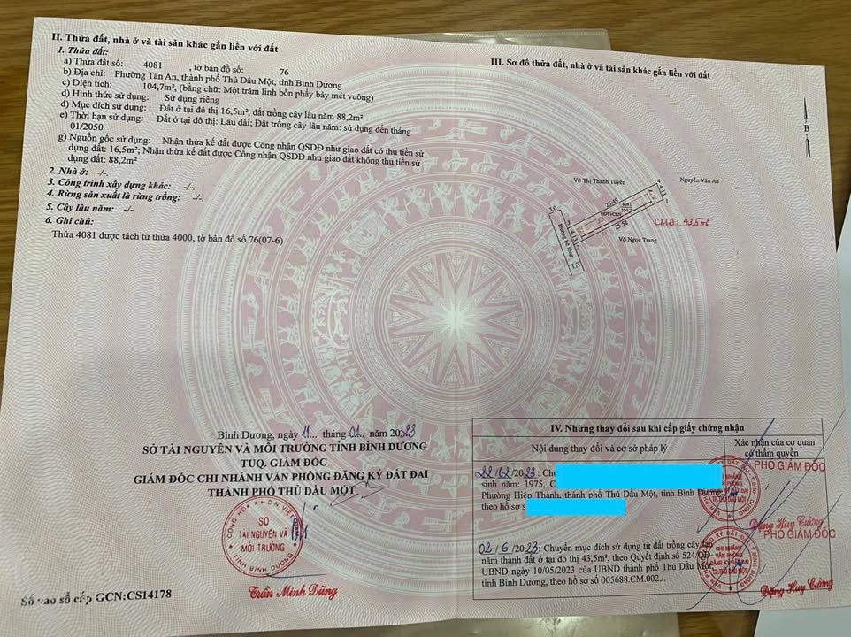 Đất thổ cư Tân An Thủ Dầu Một 103m² giá 1.3 tỷ - Đường ô tô tới tận nơi!