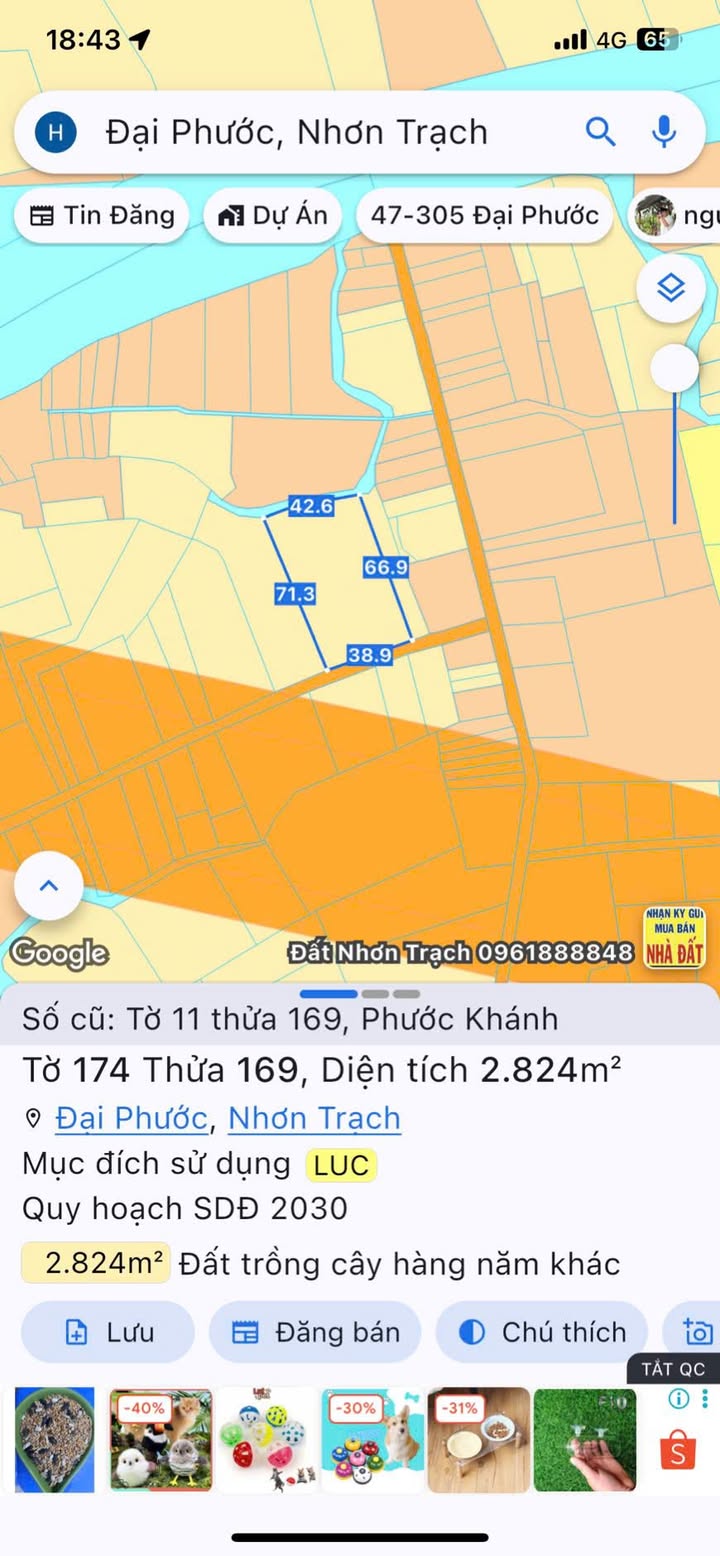 Đất nền Phước Khánh 2824m² giá 9.33 tỷ - Đầu tư tiềm năng, pháp lý rõ ràng!