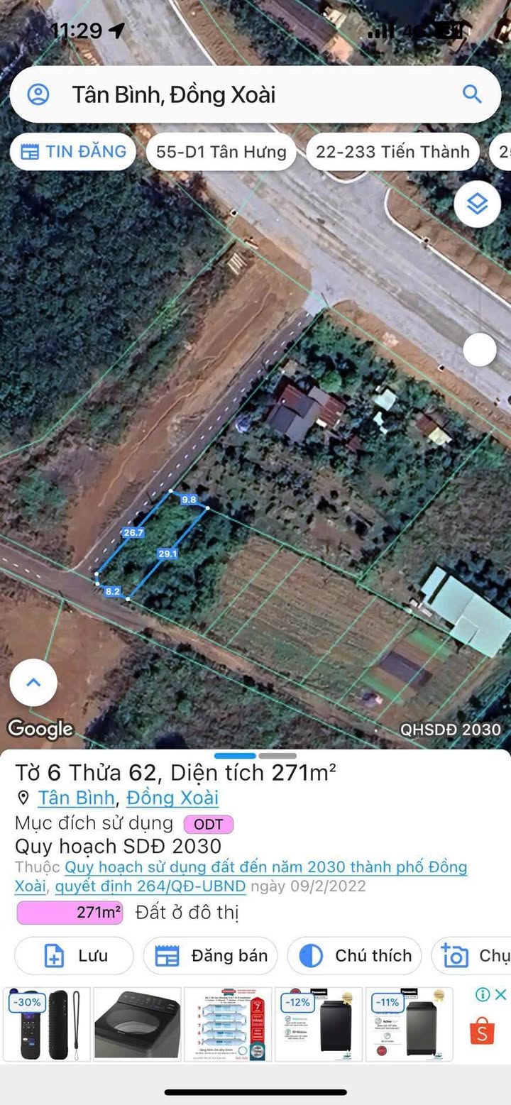 Đất nền 2 mặt tiền đường Phan Bội Châu, Tân Bình, 2716.8m² giá chỉ 1 tỷ - Cơ hội đầu tư hấp dẫn!