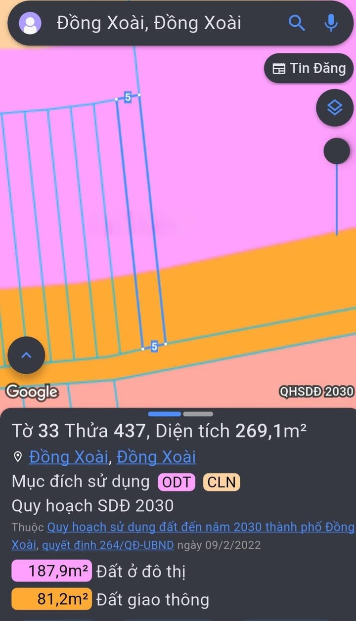Đất nền Tiến Thành Đồng Xoài 265m² giá chỉ 595 triệu - Cơ hội đầu tư tuyệt vời!