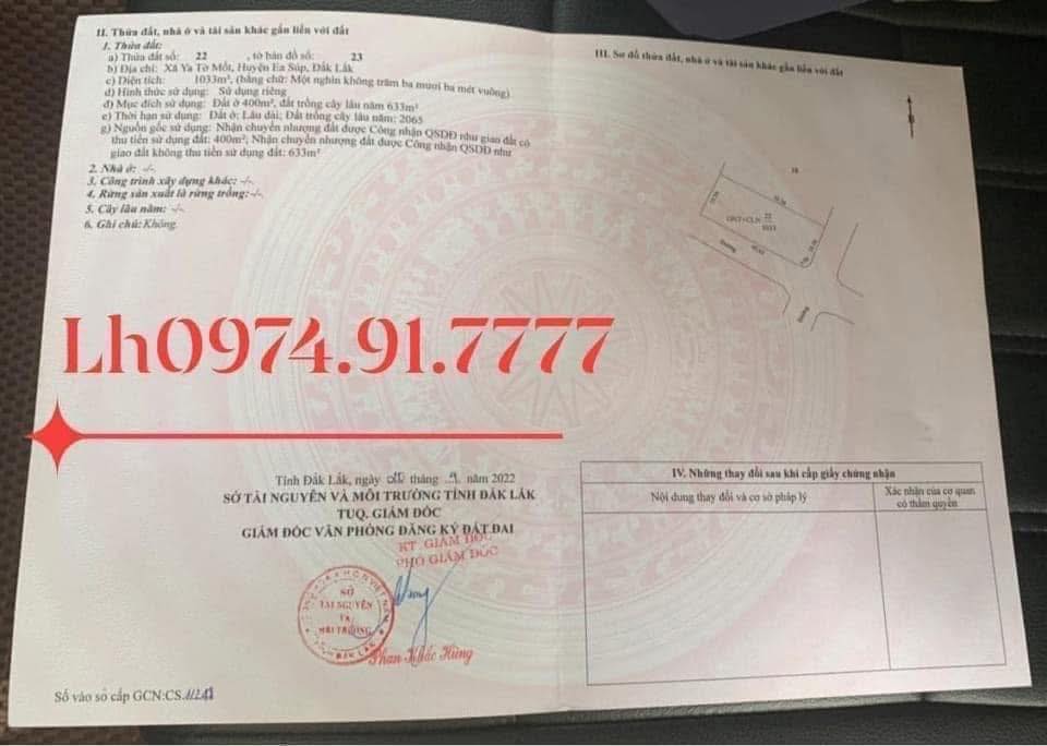 Đất hai mặt tiền xã Ya Tờ Mốt, Ea Súp, 950m² giá 450 triệu - Cơ hội đầu tư tuyệt vời!