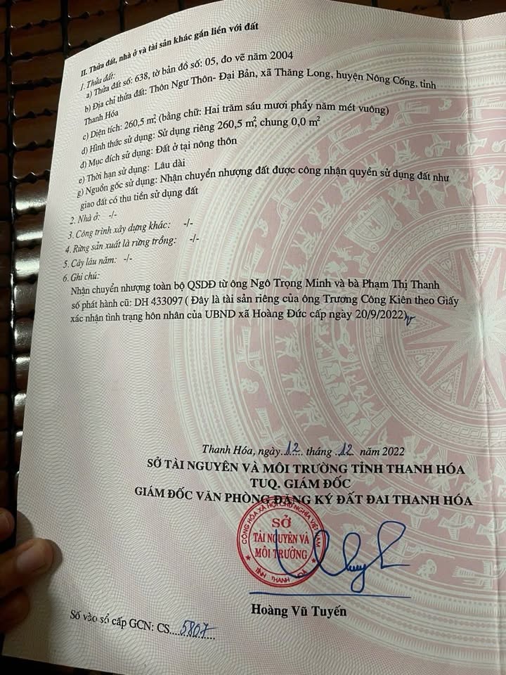 Đất nền Thăng Long Nông Cống 260m² giá thỏa thuận - Cơ hội đầu tư hấp dẫn!