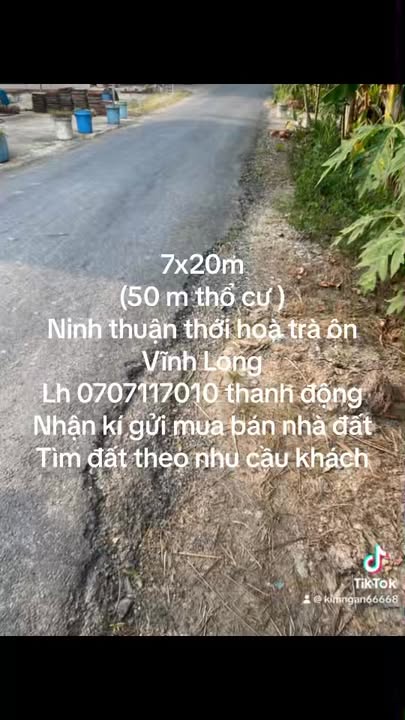 Đất nền mặt tiền Ninh Thuận, Trà Ôn, 140m² giá chỉ 200 triệu - Cơ hội đầu tư tốt!