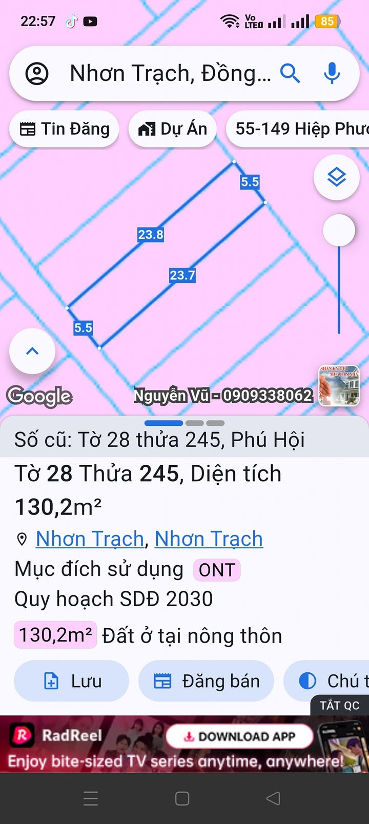 Đất thổ cư Phú Hội Nhơn Trạch 132m² giá 2,1 tỷ - Sổ đỏ chính chủ, pháp lý rõ ràng!