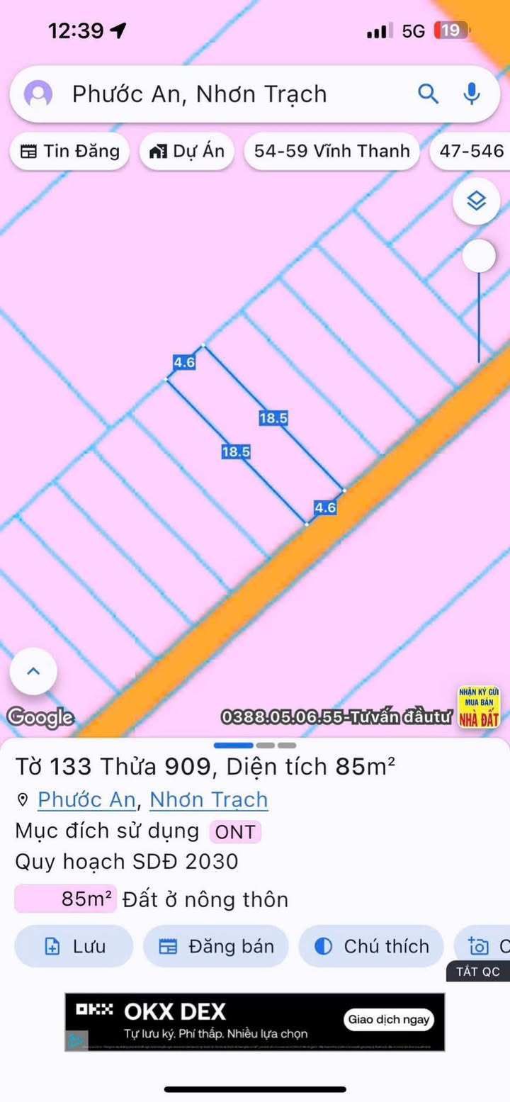 Đất nền xã Vĩnh Thanh, Nhơn Trạch 85m² giá 1.65 tỷ - Đầu tư sinh lời nhanh!