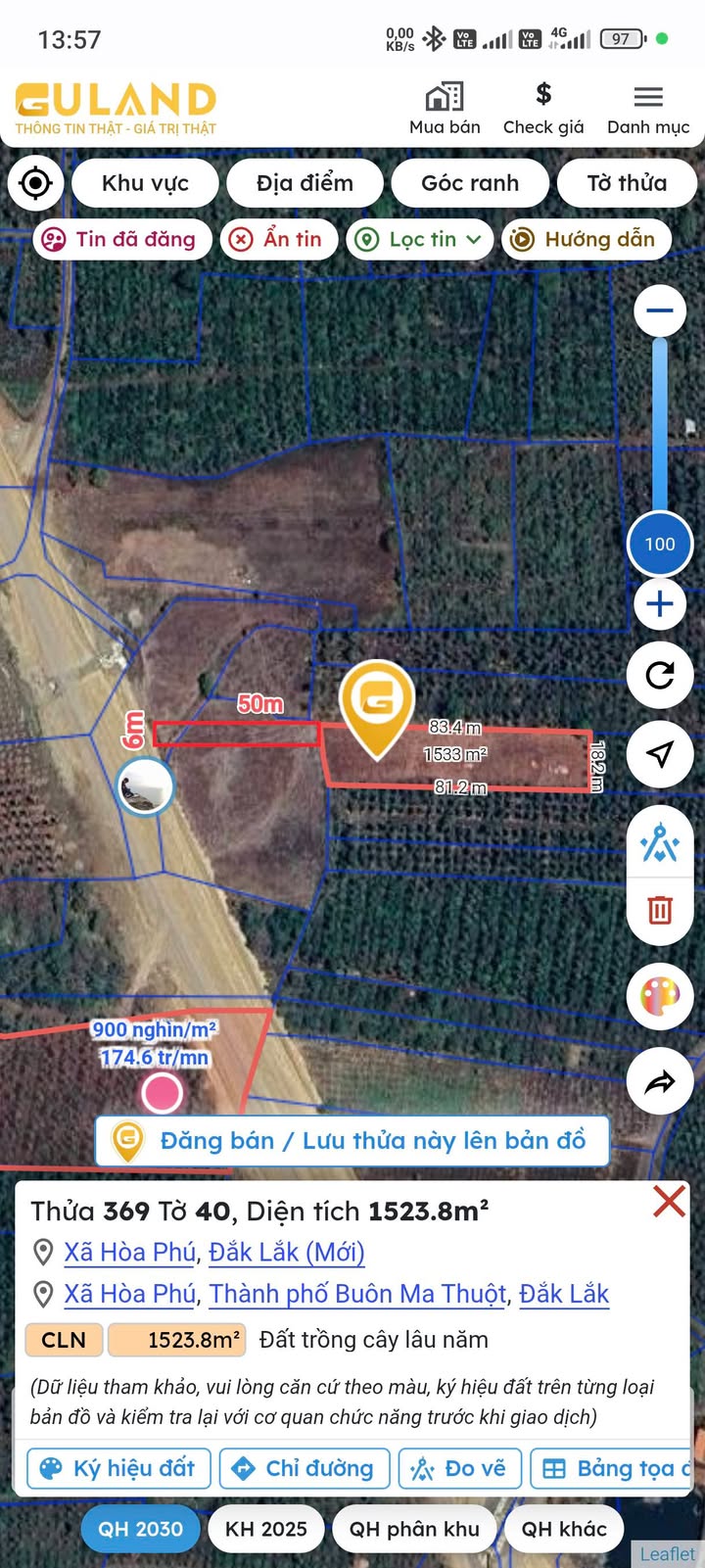 Đất nền đường Tránh Đông, Hòa Phú, Buôn Ma Thuột 1800m² - Giá Thỏa Thuận