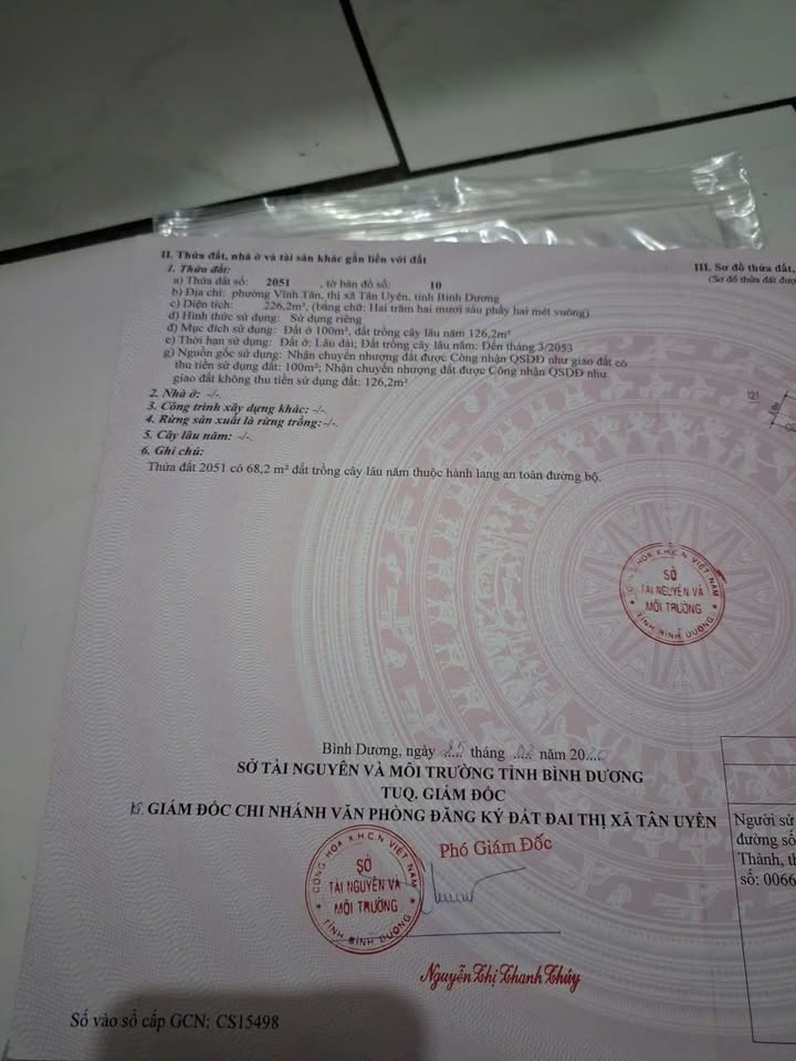 Đất thổ cư 222m² mặt tiền đường ĐT 742, Vĩnh Tân - Kinh doanh tự do