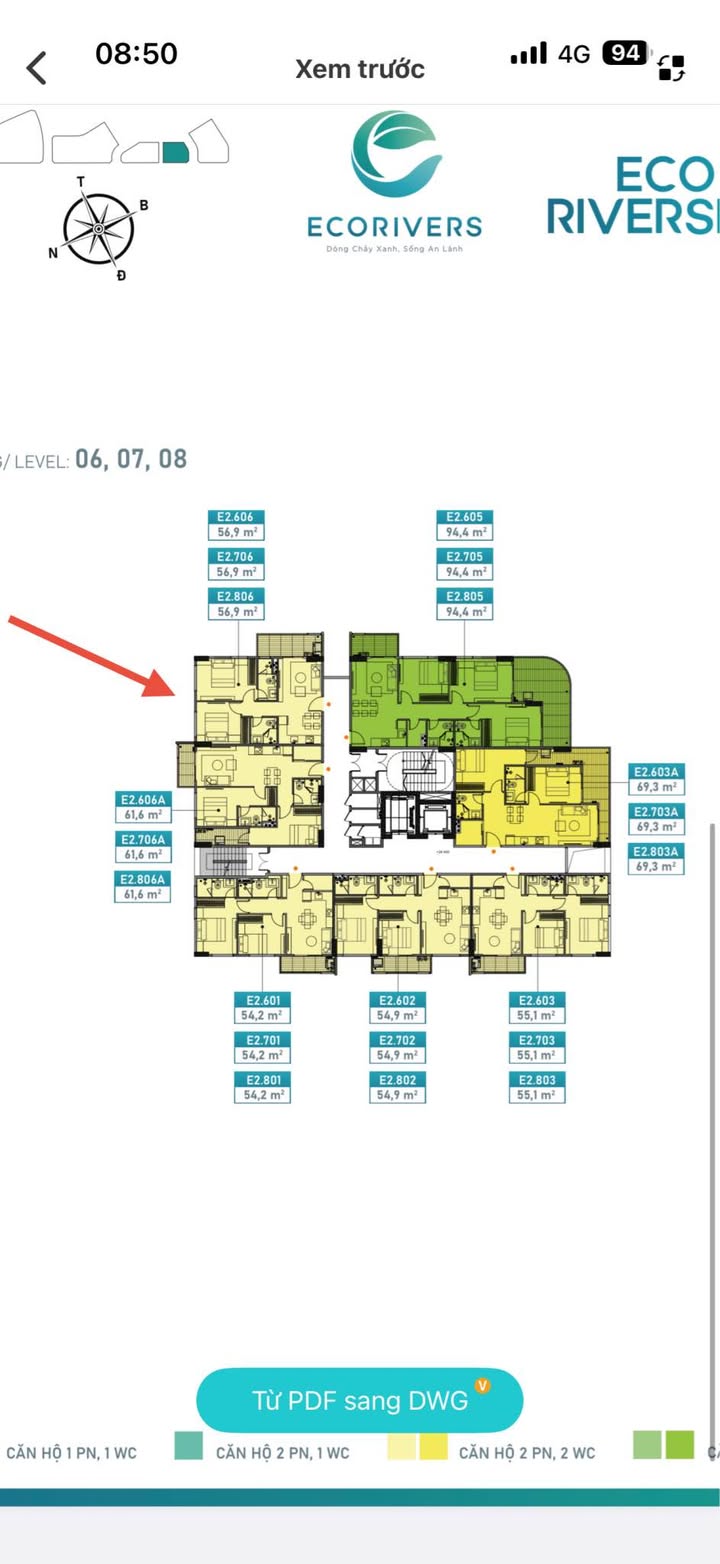 Căn hộ chung cư Eco RiverSide Hải Dương 56.9m² giá 2.49 tỷ - Căn góc cực đẹp!