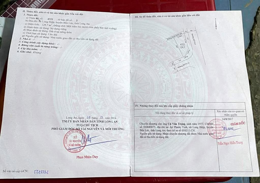 Đất nở hậu 2 mặt tiền tại Long Hiệp, Bến Lức, 129.7m² giá 2 tỷ - Cơ hội đầu tư hấp dẫn!