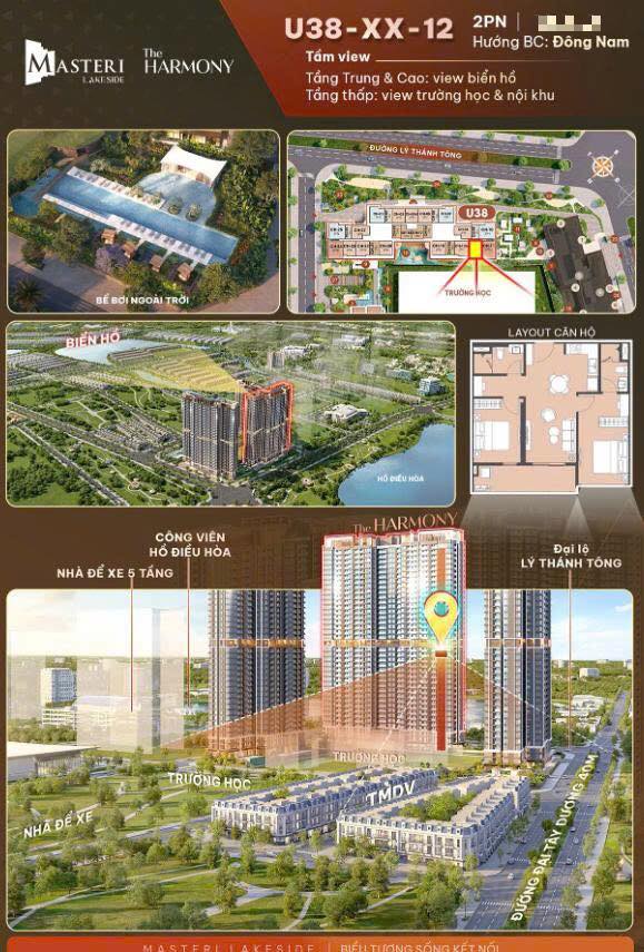 Căn hộ Masteri Lakeside Trâu Quỳ 67m² giá 5.699 tỷ - View Biển Hồ tuyệt đẹp!