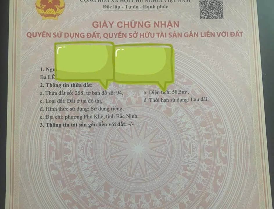 Đất nền Vĩnh Thọ, Từ Sơn 58.5m² giá chỉ 2 tỷ - Ô tô vào tận nơi!