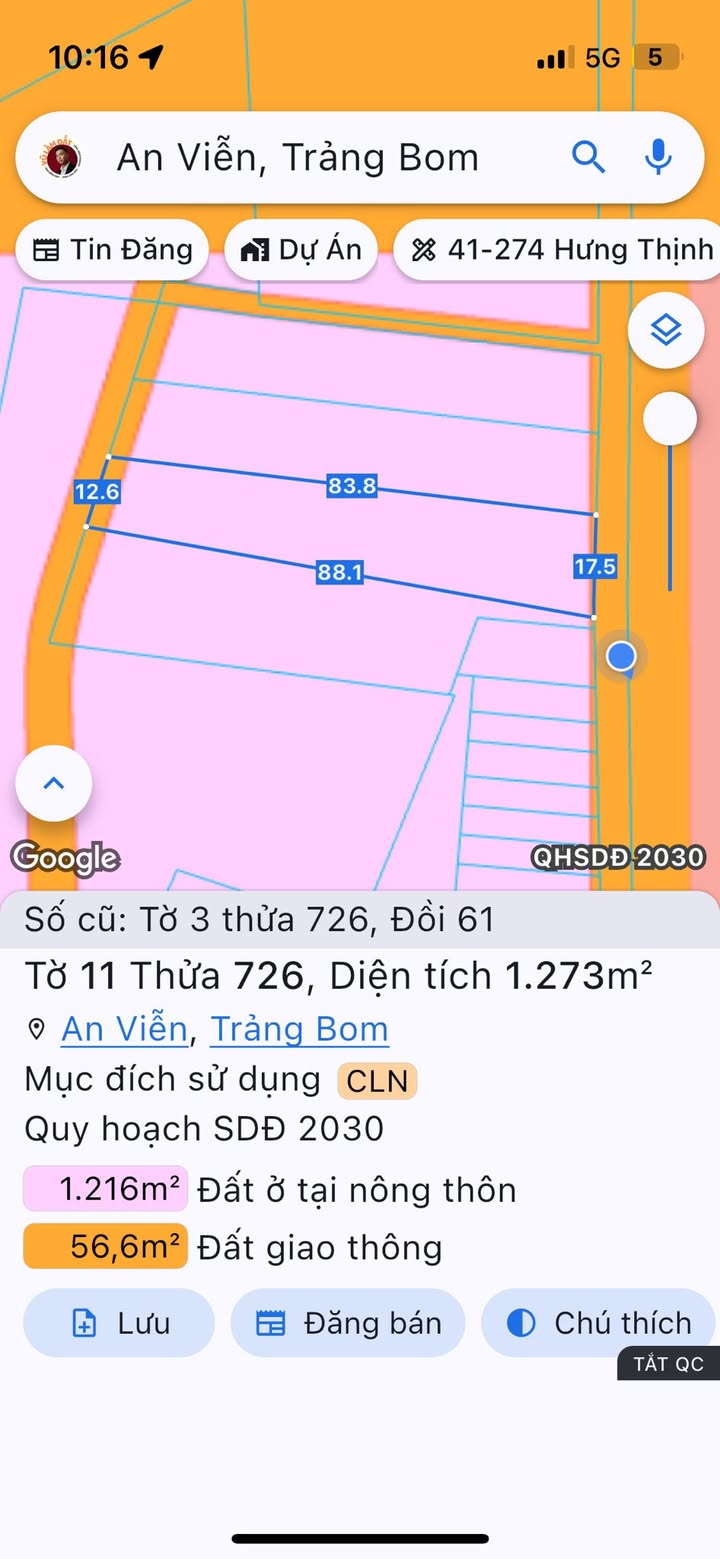 Đất nền Trảng Bom 2623m² giá 3 tỷ - Tiềm năng đầu tư lớn!