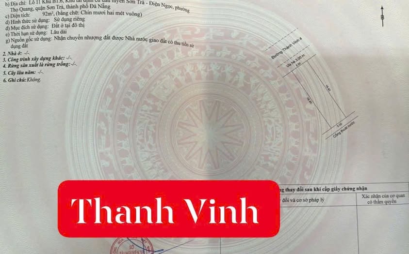 Đất nền mặt tiền đường Thành Vinh 4, quận Liên Chiểu, 92m² giá 7 tỷ - Cơ hội đầu tư tuyệt vời!