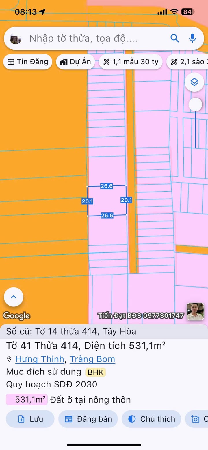 Bán đất Trảng Bom 500m² – Sổ hồng riêng, giá tốt ngay trung tâm!