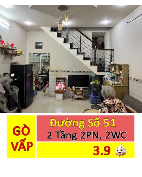 Nhà 2 tầng đường Số 51, Gò Vấp 32m² giá 3 tỷ - Sát hẻm ô tô, thu nhập 6 triệu/tháng!