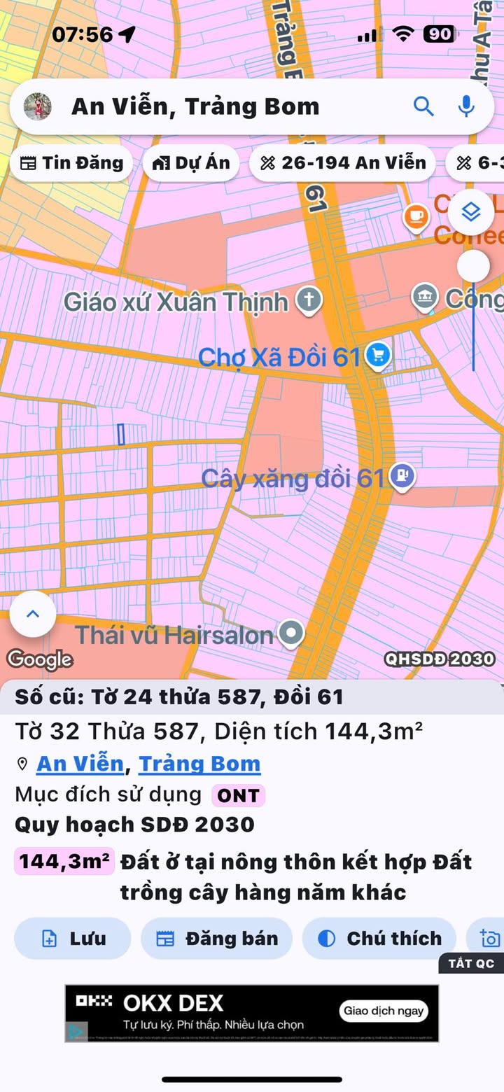 Đất thổ cư 6m² xã Đồi 61 Trảng Bom - Giá đầu tư hấp dẫn!