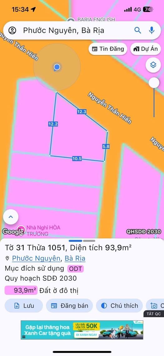 Đất mặt tiền đường Nguyễn Thần Hiến, 94m², giá 2.95 tỷ - Cơ hội đầu tư hấp dẫn!