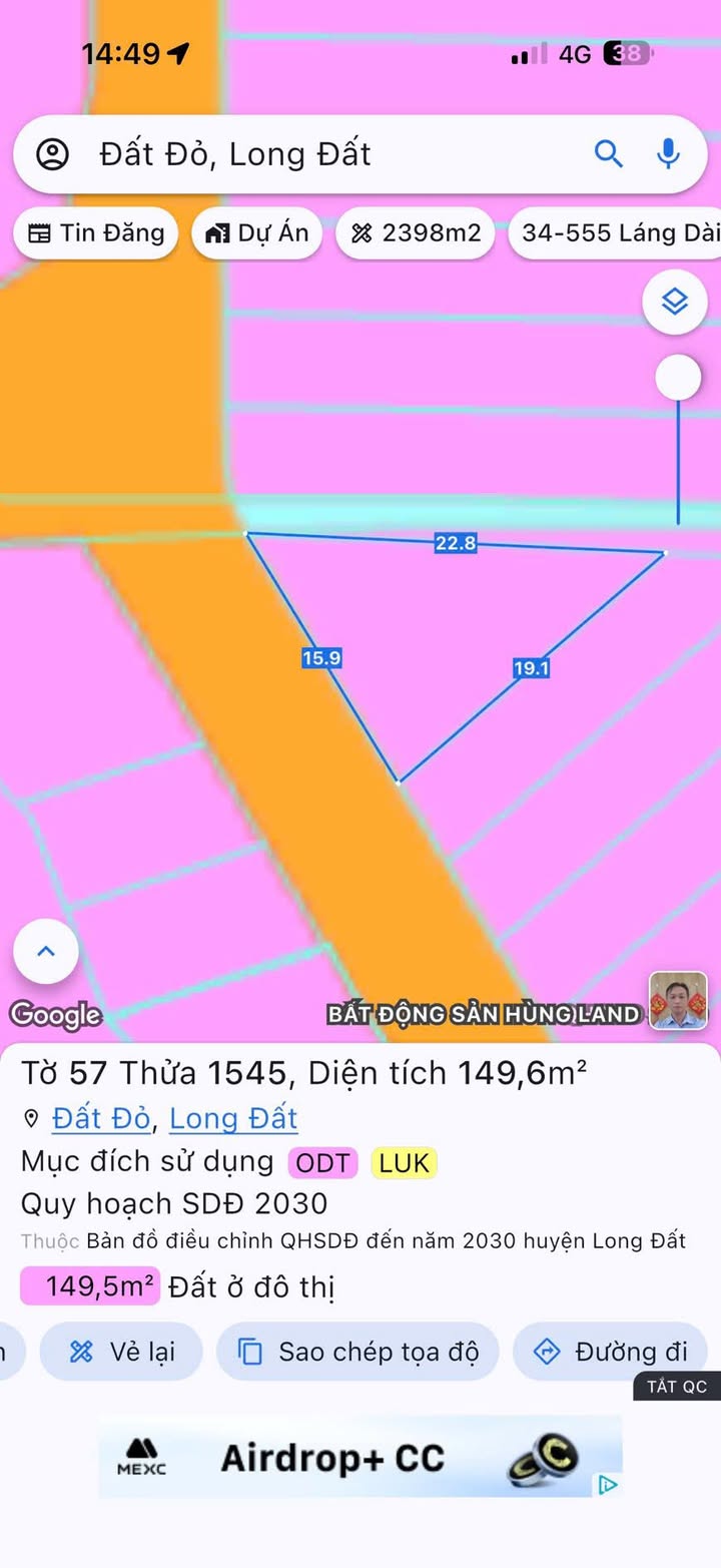 Đất nền Đất Đỏ 149.6m² giá 850 triệu - Cơ hội đầu tư tuyệt vời!