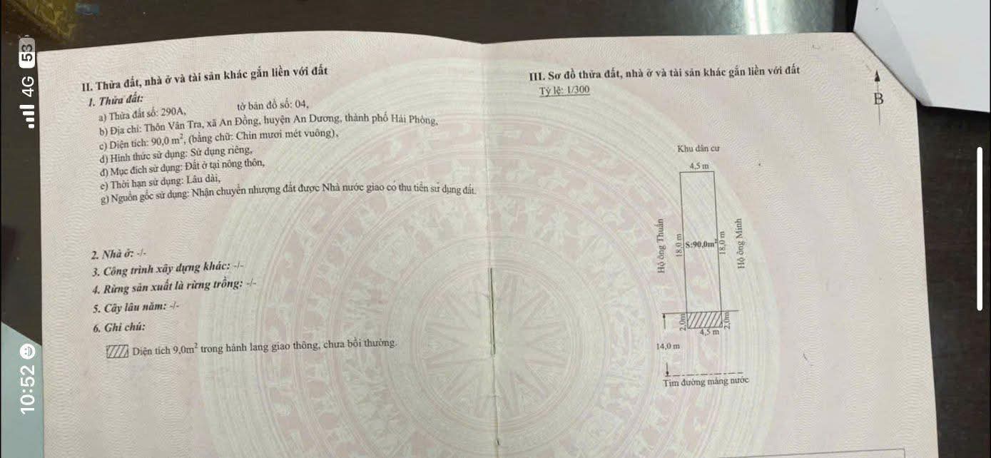 Đất thổ cư mặt đường Máng Nước, An Hải, Hải Phòng 90m² giá 7 tỷ - Kinh doanh thuận lợi!