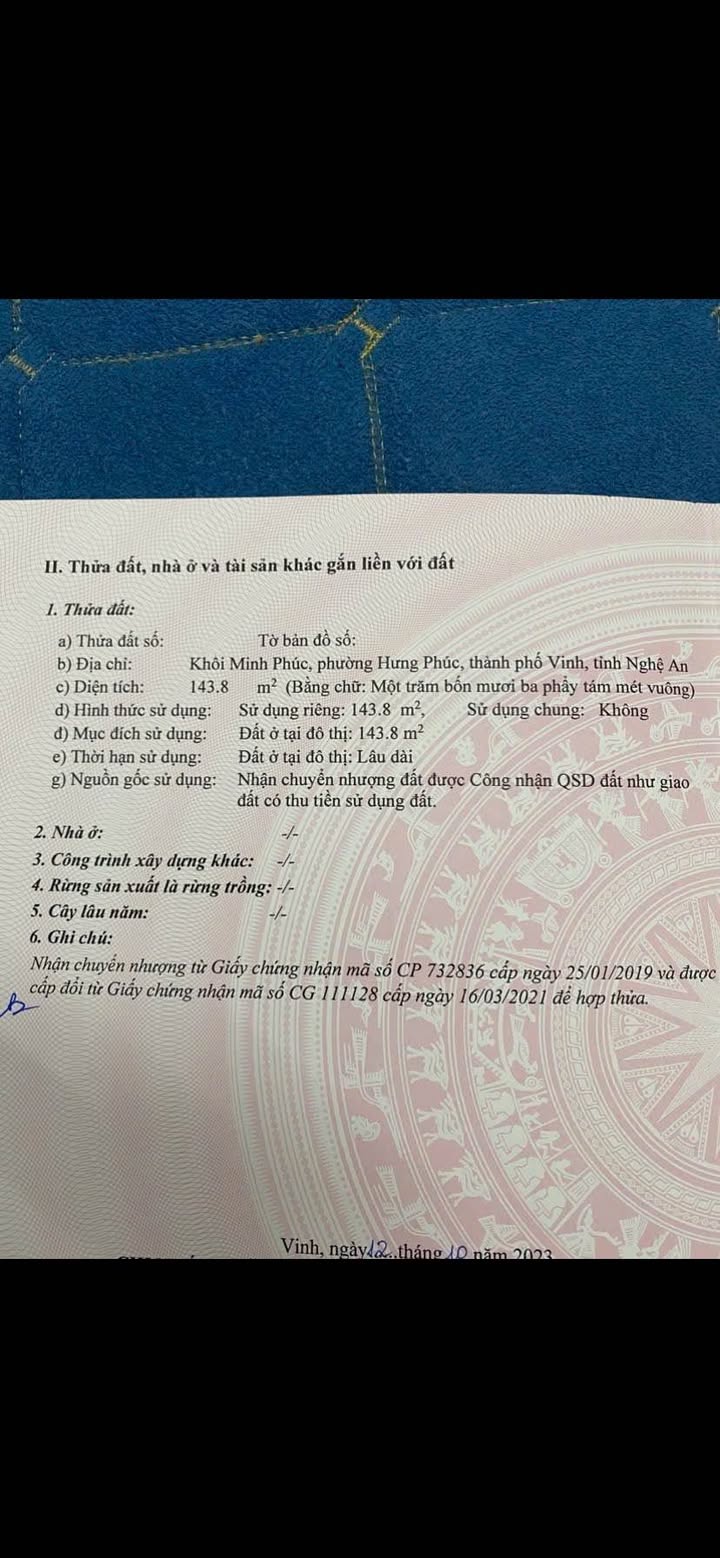 Bán đất tặng nhà 2 tầng tại Hưng Phúc, TP Vinh 143,8m² giá 12,4 tỷ - Cơ hội đầu tư tuyệt vời!