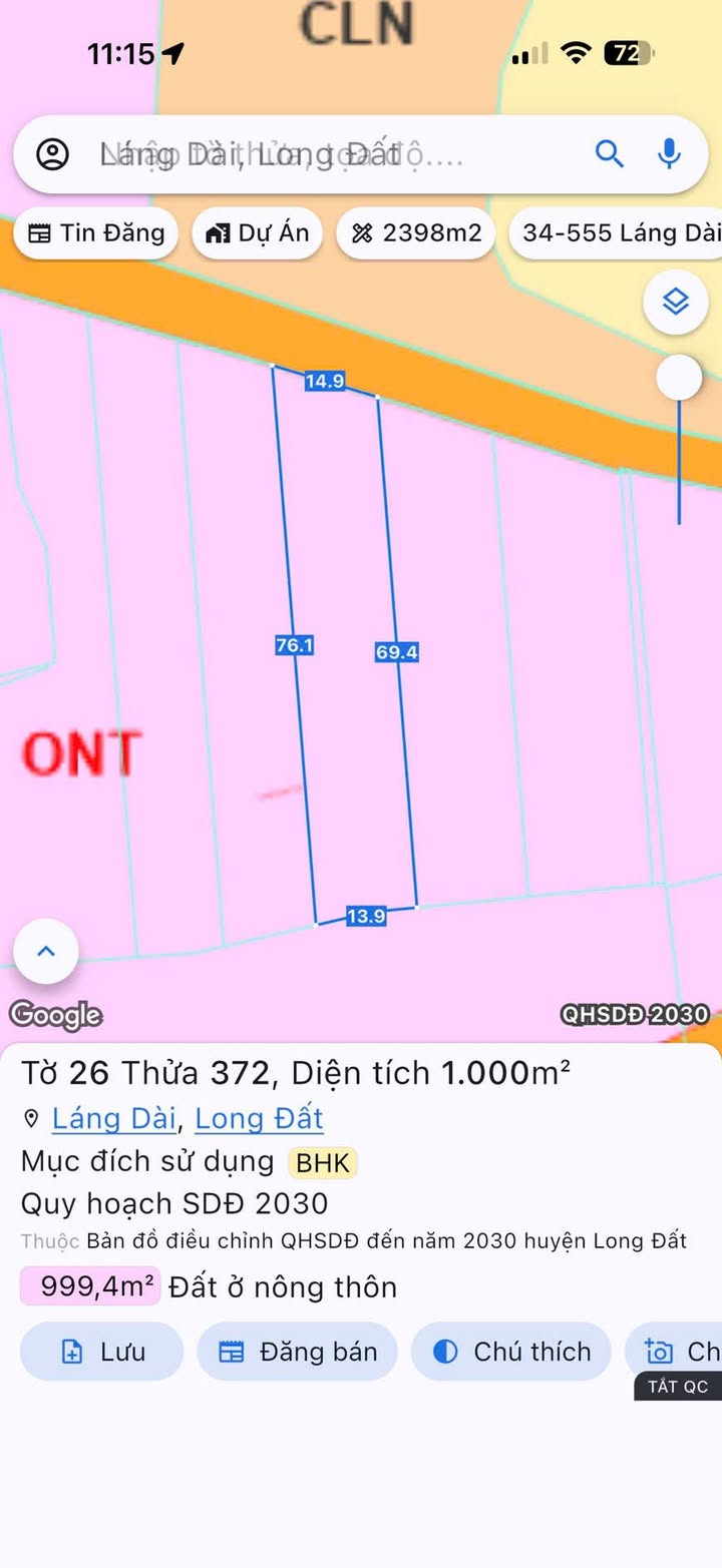 Đất nền 1000m² tại Láng Dài, Đất Đỏ, Bà Rịa - Vũng Tàu giá 2.5 tỷ - Tiềm năng đầu tư cao!