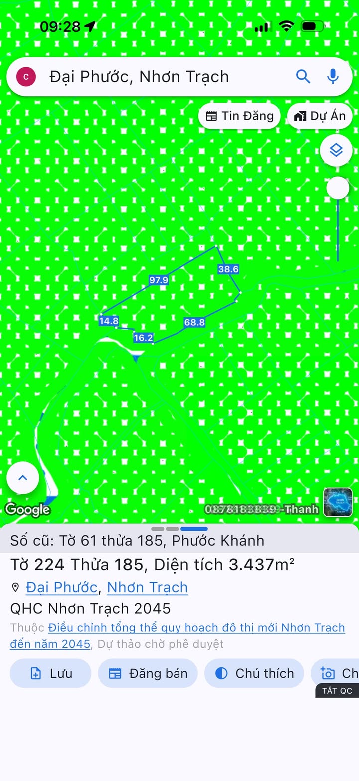 Đất nền 3437m² xã Đại Phước, Nhơn Trạch chỉ 800 triệu - Cơ hội đầu tư hấp dẫn!