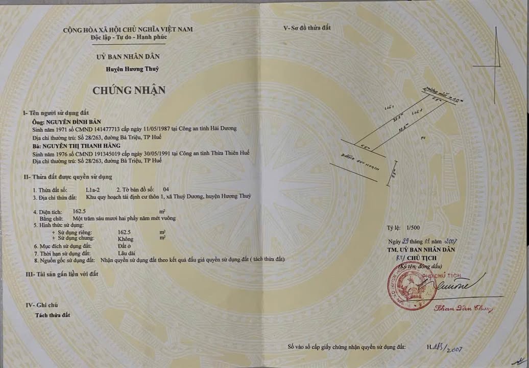 Đất mặt tiền Võ Duy Ninh, Thủy Dương 162m² giá 3 tỷ - Vị trí kinh doanh đắc địa!