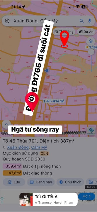 Đất nền Sông Ray, Cẩm Mỹ 170m² giá 500 triệu - Sổ đỏ chính chủ, xây dựng tự do!