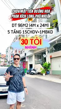 Căn hộ dịch vụ mặt tiền đường Hoa, Phú Nhuận - 96m², Dòng tiền 80 triệu/tháng, Đầu tư sinh lời!