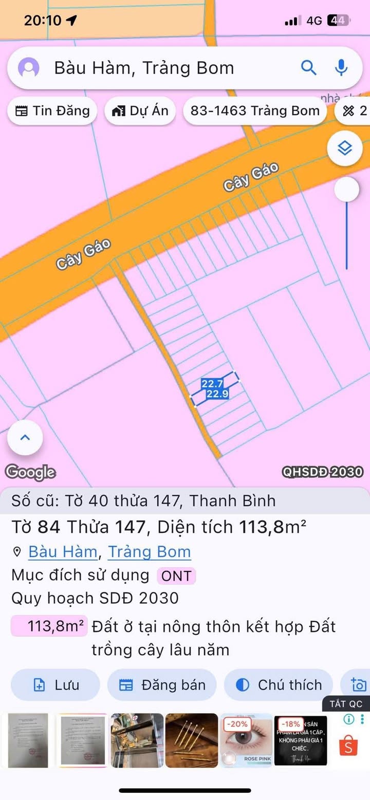 Đất nền Trảng Bom Đồng Nai 110m² giá 580 triệu - Cơ hội đầu tư sinh lời nhanh!