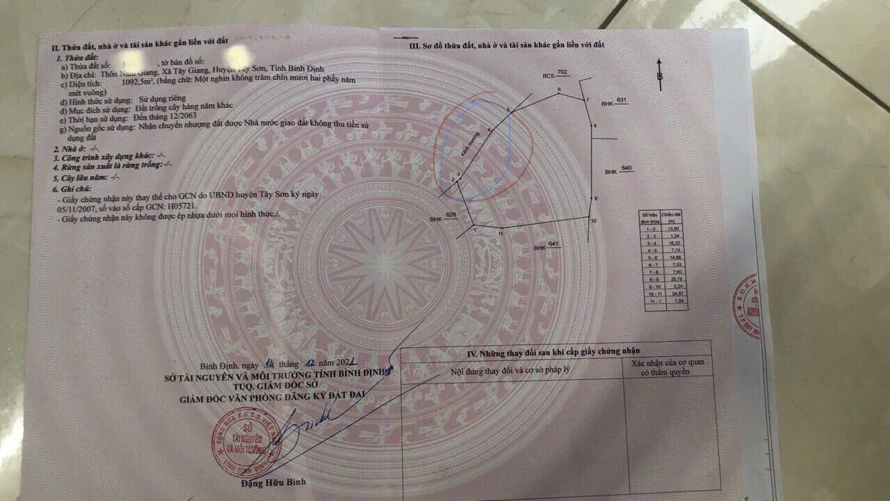 Đất vườn Tây Giang, Tây Sơn 1062m² giá 200 triệu - Đường xe tải thuận lợi!