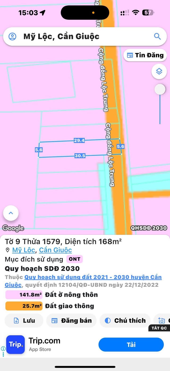 Đất nền Cần Giuộc 168m² giá 1.932 tỷ - Sổ đỏ chính chủ, mặt tiền đường nhựa