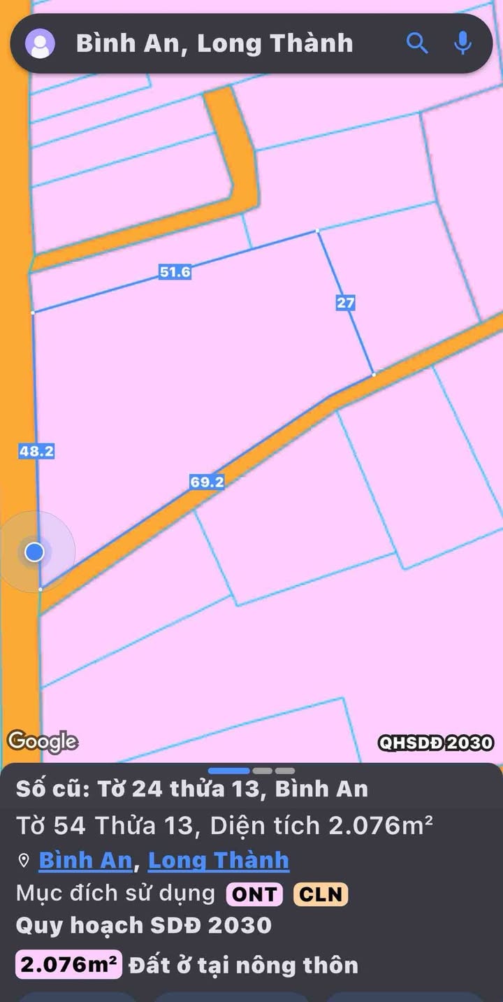 Đất nền lô góc Bình An, Long Thành 2076m² - Cơ hội đầu tư tuyệt vời!