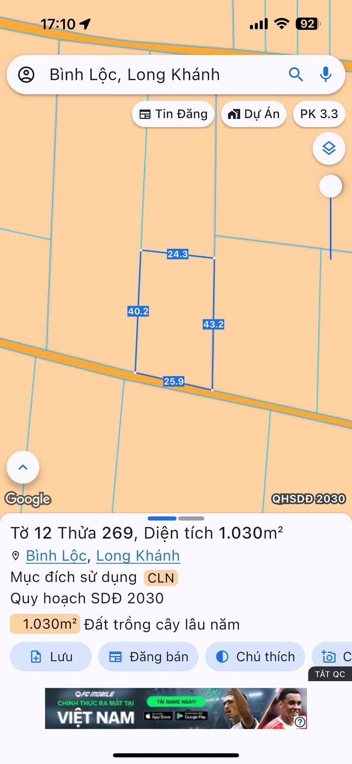 Đất nền Bình Lộc, Long Khánh 360m² giá 1.4 tỷ - Sổ đỏ chính chủ!